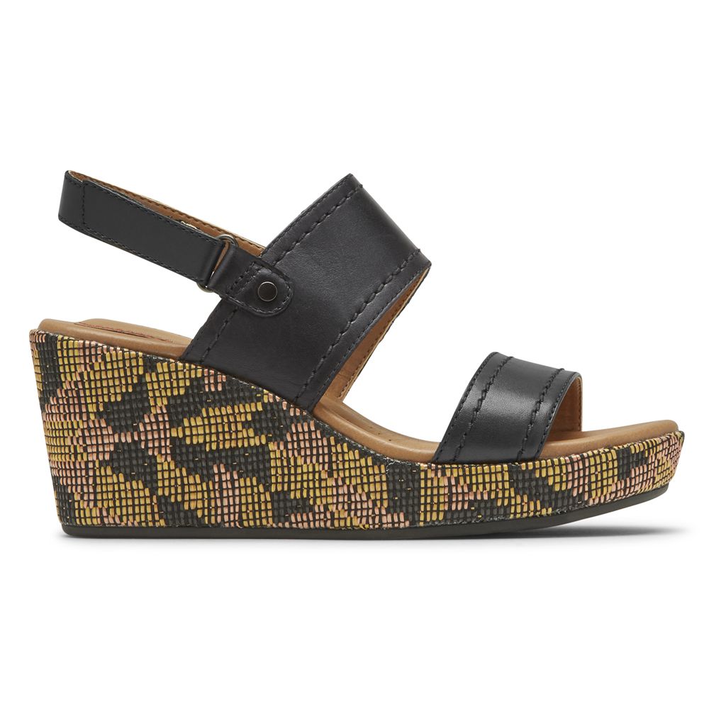 Sandale Cu Pene Rockport Dama Cobb Hill Erika 2-Band Slingback Negrii - Romania 3608-EMHXA